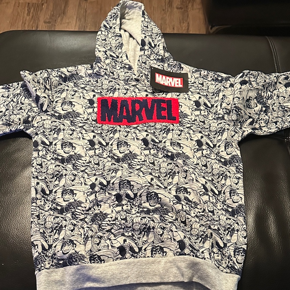 Marvel Black and White Comic Hoodie with Red Logo